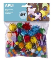 APLI POM-POM kuličky se třpytkami - mix velikostí, barev 78 ks - Kuličková pera do školy APLI POM-POM kuličky se třpytkami - mix velikostí, barev 78 ks
