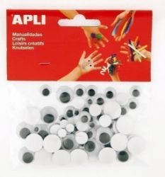 APLI oči kulaté mix velikostí samolepicí - černé 100 ks - Pěnovka a filc APLI oči kulaté mix velikostí samolepicí - černé 100 ks