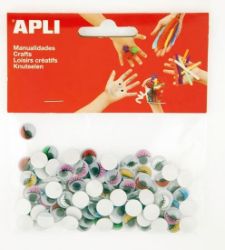 APLI oči kulaté s řasami O 10 mm samolepicí - mix barev 100 ks - Pěnovka a filc APLI oči kulaté s řasami O 10 mm samolepicí - mix barev 100 ks