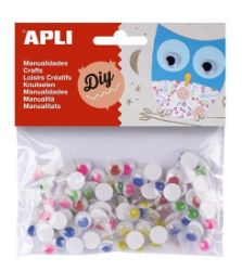 APLI oči kulaté O 10 mm samolepicí - mix barev 100 ks