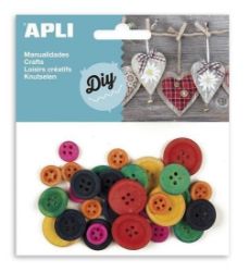 APLI knoflíky dřevěné O 11, 18, 21 mm - mix barev 30 ks - Kreativní sady a materiály APLI knoflíky dřevěné O 11, 18, 21 mm - mix barev 30 ks