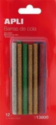 APLI tavné tyčinky se třpytkami O 7,5 mm x 10 cm - mix barev 12 ks APLI tavné tyčinky se třpytkami O 7,5 mm x 10 cm - mix barev 12 ks