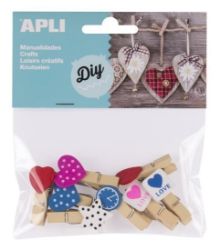 APLI dřevěné kolíčky s ozdobami - mix druhů, barev 8 ks - Kreativní sady a materiály APLI dřevěné kolíčky s ozdobami - mix druhů, barev 8 ks
