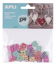 APLI knoflíky čtvercové 13 x 13 mm - mix barevných vzorů 35 ks - Kreativní sady a materiály APLI knoflíky čtvercové 13 x 13 mm - mix barevných vzorů 35 ks