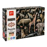 APLI edukativní puzzle – Ohrožená zvířata v&nbsp;savaně, 200 ks