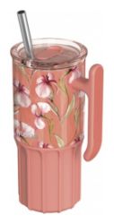 Nerezový termohrnek s brčkem Umi Floral Coral 720ml - Termosky Nerezový termohrnek s brčkem Umi Floral Coral 720ml