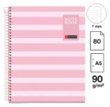 Poznámkový blok Between the Lines NB-1, A5, 90g, karton, 80 listů, linka, Pink