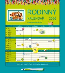 Kalendář 2026 Rodinný s perem, nástěnný, 28 x 34 cm - Nástěnné kalendáře Kalendář 2026 Rodinný s perem, nástěnný, 28 x 34 cm