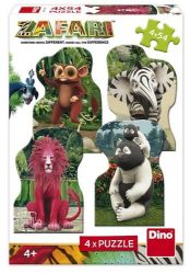 Puzzle Zafari: Zoomba a kamarádi 4x54 dílků - Puzzle ZAFARI: ZOOMBA A KAMARÁDI 4x54 Puzzle NOVÉ