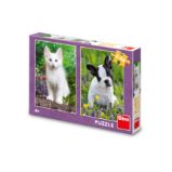 Puzzle Buldoček a kotě 2x48 dílků - Puzzle BULDOČEK A KOTĚ 2x48 Puzzle