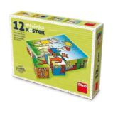 Dřevěné kostky Pejsek a kočička – 12 kostek