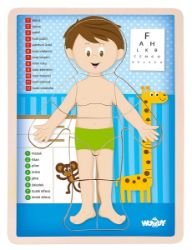 Woody Puzzle Lidské tělo - Kluk, v českém jazyce - Dětské puzzle Puzzle "Lidské tělo" - Kluk CZ