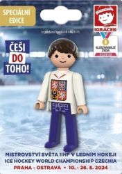 Igráček Fanoušek MS v hokeji 2024 - bílý dres - Hračky Igráček Fanoušek MS v hokeji 2024 - bílý dres