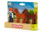Igráček Trio Farma - Farmář a dva koně - Hračky Igráček Trio Farma - Farmář a dva koně