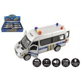 Auto Policie dodávka 15cm kovová s plastovými doplňky na baterie se světlem se zvukem na z Auto Policie dodávka 15cm kovová s plastovými doplňky na baterie se světlem se zvukem na z