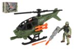 Vojenská sada helikoptéra + vrtulník + voják s doplňky