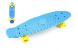 Skateboard - pennyboard, modrý, žlutá kola, kovové osy