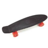 Skateboard - pennyboard, černý, oranžová kola, kovové osy