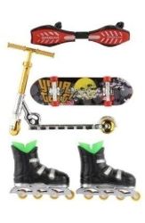 Sada skateboard, waveboard, brusle, koloběžka Sada skateboard, waveboard, brusle, koloběžka