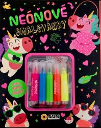Neonové omalovánky se třpytivými samolepkami a fixami Neonové omalovánky se třpytivými samolepkami a fixami