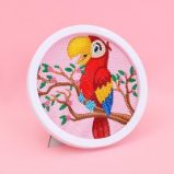 Diamantové malování s rámem - Kreslený papoušek ara 17 cm - Kreativní sady a materiály Diamantové malování s rámem - Kreslený papoušek ara 17 cm