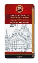 Koh-i-noor tužka grafitová grafická 5B–5H souprava 12 ks v plechové krabičce Koh-i-noor tužka grafitová grafická 5B–5H souprava 12 ks v plechové krabičce