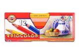 Koh-i-noor pastelky TRIOCOLOR trojhranné silné souprava 12 ks v papírové krabičce