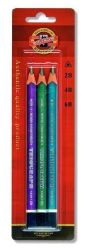 Koh-i-noor tužka trojhranná grafitová silná 2B,4B,6B set 3 ks metalické barvě - Tužky a mikrotužky Koh-i-noor tužka trojhranná grafitová silná 2B,4B,6B set 3 ks metalické barvě