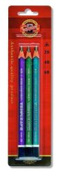 Koh-i-noor tužka trojhranná grafitová silná 2B,4B,6B set 3 ks metalické barvě - Tužky a mikrotužky Koh-i-noor tužka trojhranná grafitová silná 2B,4B,6B set 3 ks metalické barvě
