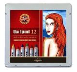 Koh-i-noor pastelky WAX AQUARELL souprava 12 ks doplněná o štětec, ořezávátko a grafitovou
