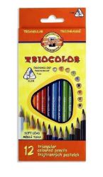Koh-i-noor pastelky TRIOCOLOR trojhranné tenké (měkká tuha) souprava 12 ks v papírové krab - Pastelky Koh-i-noor pastelky TRIOCOLOR trojhranné tenké (měkká tuha) souprava 12 ks v papírové krabičce