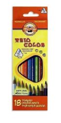 Koh-i-noor pastelky TRIOCOLOR trojhranné tenké (měkká tuha) souprava 18 ks v papírové krab Koh-i-noor pastelky TRIOCOLOR trojhranné tenké (měkká tuha) souprava 18 ks v papírové krab