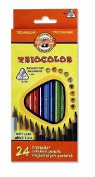Koh-i-noor pastelky TRIOCOLOR trojhranné tenké (měkká tuha) souprava 24 ks v papírové krab