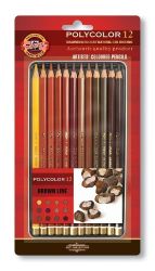 Koh-i-noor pastelky POLYCOLOR 12 ks hnědá řada - Pastelky Koh-i-noor pastelky POLYCOLOR 12 ks hnědá řada