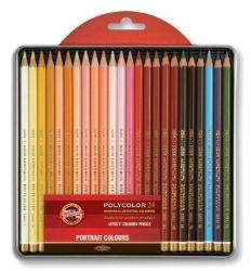 Koh-i-noor souprava uměleckých pastelek POLYCOLOR portrét 24ks/3824 v plechové krabičce - Pastelky Koh-i-noor souprava uměleckých pastelek POLYCOLOR portrét 24ks/3824 v plechové krabičce