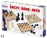 Šachy a dáma - společenská hra / dřevěné figurky a kameny v krabici - Šachové hry Šachy a dáma - společenská hra / dřevěné figurky a kameny v krabici