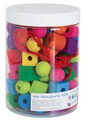 Maxiperle dřevěné barevné se šňůrkou/92 ks - Kreativní sady a materiály Maxiperle 92 kusů