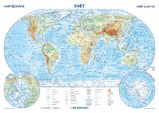 Svět - reliéf a povrch / státy a území - příruční mapa 1:85 000 000