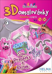 3D omalovánka A4 - SET Slon, prase, pes 