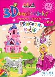 3D omalovánky Princezna a kočár - Omalovánky princezny 3D omalovánky Princezna a kočár