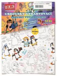 Vybarvovací ubrousky Tučňáci 12 kusů - Kreativní sady a materiály Vybarvovací ubrousky Tučňáci 12 kusů