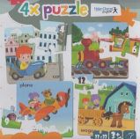 4x puzzle Car, train, plane, wagon - Puzzle 4x puzzle Car, train, plane, wagon