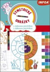Symetrické obrázky s duhovou pastelkou - Omalovánky pro děti Symetrické obrázky s duhovou pastelkou