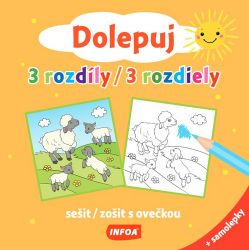 Dolepuj 3 rozdíly / 3 rozdiely - sešit/ zošit s ovečkou + samolepky - Slovenské knihy pro děti Dolepuj 3 rozdíly / 3 rozdiely - sešit/ zošit s ovečkou + samolepky