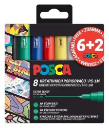 6+2 Sada popisovačů Posca PC-1M - 8 ks 6+2 Sada popisovačů Posca PC-1M - 8 ks