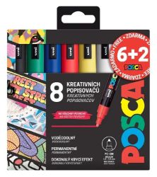 6+2 Sada popisovačů Posca PC-5M - 8 ks 6+2 Sada popisovačů Posca PC-5M - 8 ks