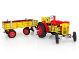 Traktor Zetor s valníkem červený na klíček - Auta, letadla, lodě, vláčky Traktor Zetor s valníkem červený na klíček