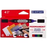 Centropen popisovač 1666 double permanent 4 ks - Štětce, pastelky, fixy Popisovače Centropen Double 1666 sada 4 ks