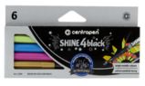 Centropen SHINE 4 BLACK Popisovače - sada 6 metalických barev