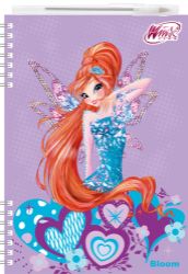 Winx club - Zápisník A5 s efektem 3D a vazbou Twin Wire + pero - Bloky, zápisníky Winx club - Zápisník A5 s efektem 3D a vazbou Twin Wire